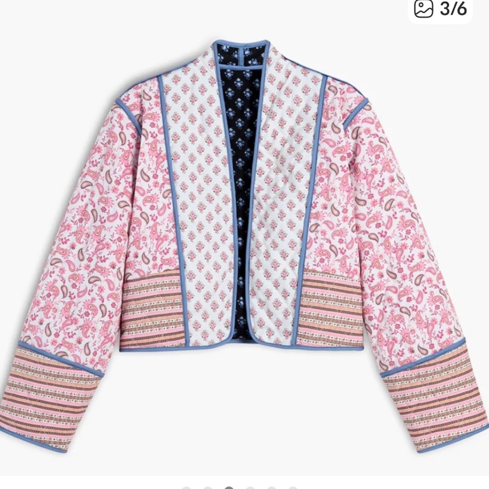 Sunday Up- Pink and Blue quilted reversible jacket, size M